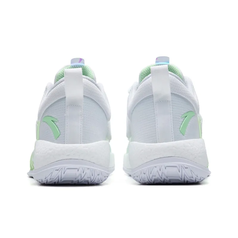 Anta Hengsao4 Cushioning Anti-Slip Wear-Resistant Breathable Lightweight Rebound Low-Top Basketball Shoes White Green-4