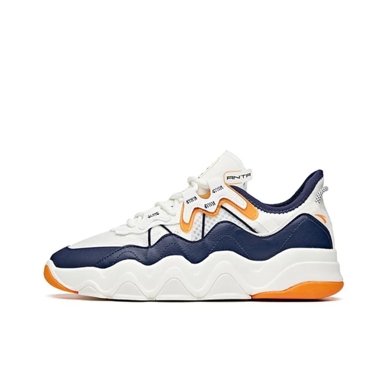 Anta Young Generation Low-Top Running Shoes Men's White Blue Yellow-0