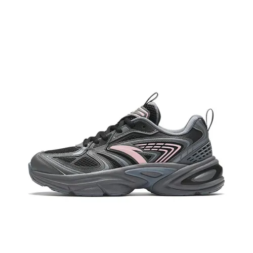 ANTA Millennium Glacier Chunky Sneakers Women's Low-Top Basic Black/Ash Grey/Blush Pink