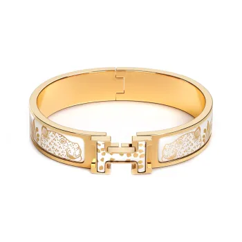 HERMES Gold-Plated Bangles Women's White/Gold