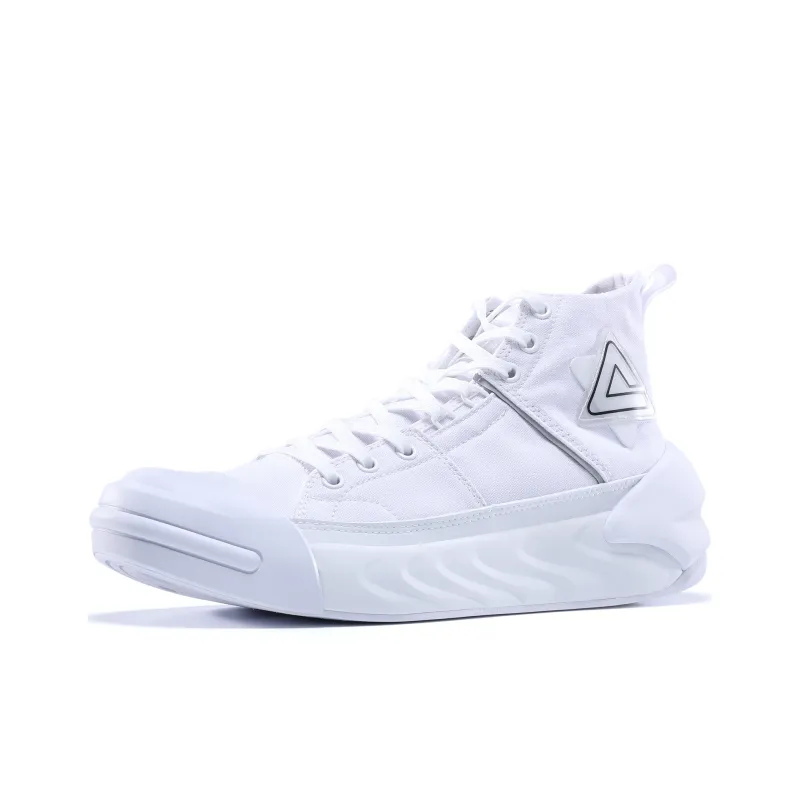 PEAK Liu Taichi Anti Slip And Wear Resistant Lightweight High Top Skateboard Shoes Women's White-1