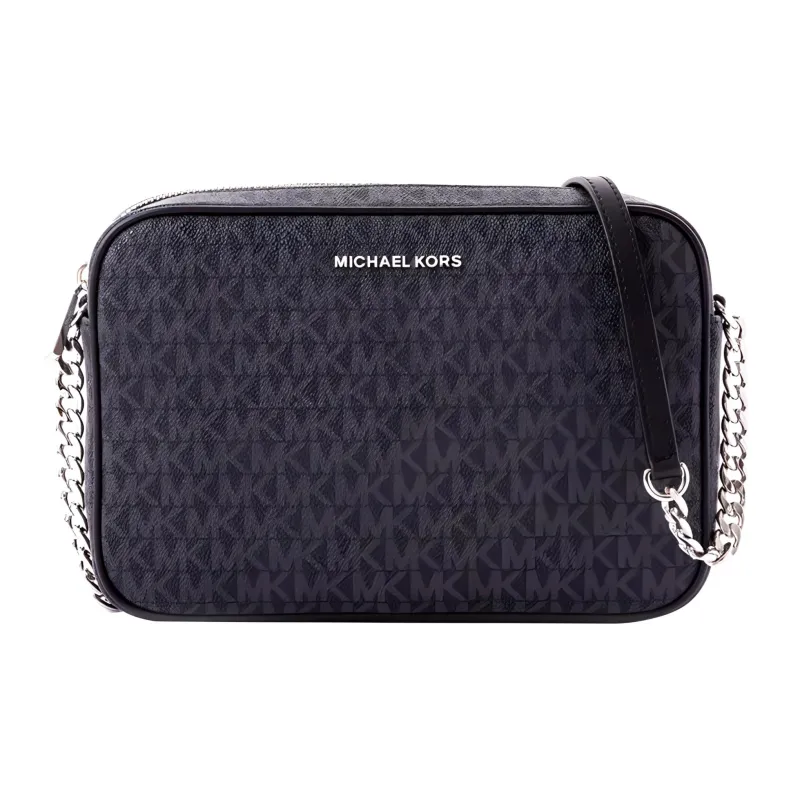 MICHAEL KORS Jet Set Leather, PVC Camera Bag, Crossbody Bag, Shoulder Bag Medium Size Women's Black-0