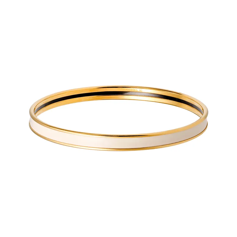 HERMES Uni Gold Plated Bangles Unisex Cream White/Gold-1