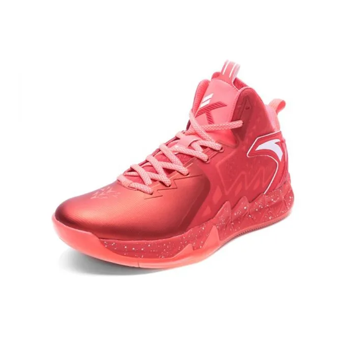 Anta KT2 Shock Absorbers With Slip Resistant And Abrasion Resistant Properties High Top Basketball Shoes Men's Red Pink-1