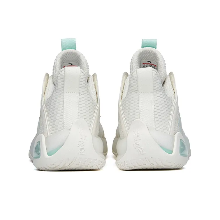 Anta Cement Bubble 2.0 Anti Slip Wear Resistant Low Top Basketball Shoes Men's White Green-3
