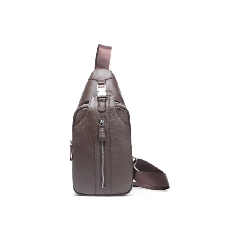 DOSRFINI Top Grain Cow Leather Casual Business Commute Multicolor Sling Bag Regular Men's Black/Brown-5