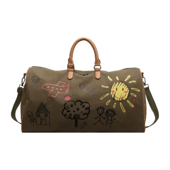 Cwatcun Canvas Handbag Shoulder Bag Crossbody Bag Travel Bag Regular Unisex Black/Green/Coffee