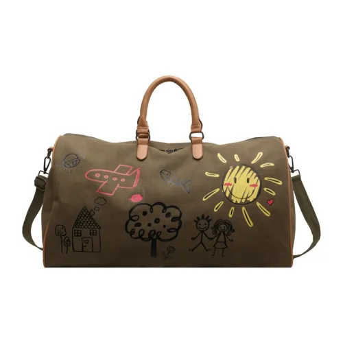 Cwatcun Canvas Handbag Shoulder Bag Crossbody Bag Travel Bag Regular Unisex Black/Green/Coffee