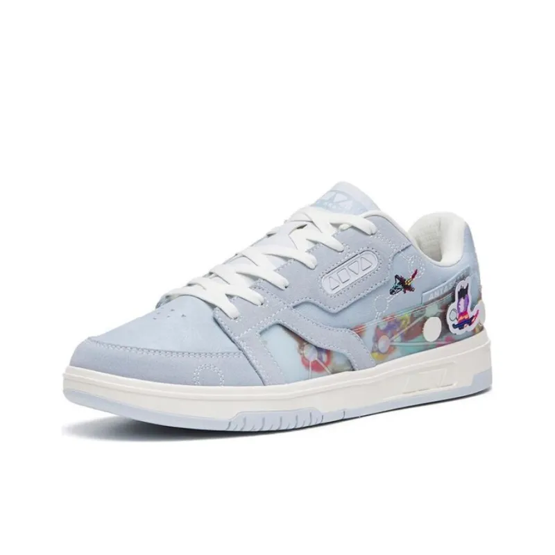 Anta AOYU Slip-Resistant Cushioning Wear-Resistant Low-Top Skateboard Shoes Unisex White Blue-1