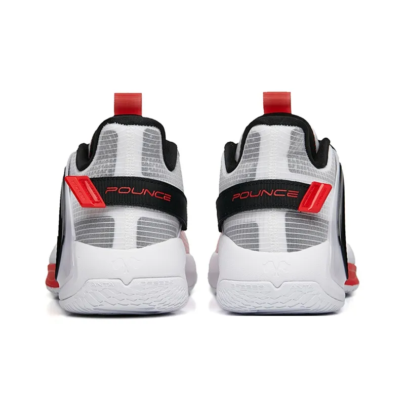 Anta Swoosh 2.0 Anti-Slip Wear-Resistant Low-Top Performance Basketball Shoes Men's White Red Black-4