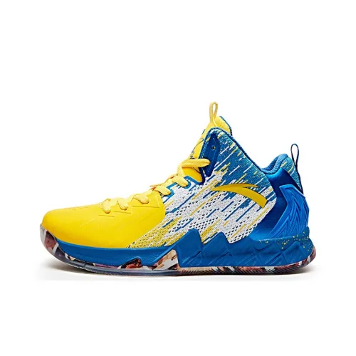 Anta KT2 Thompson Mid Top Performance Basketball Shoes Men's Yellow Blue