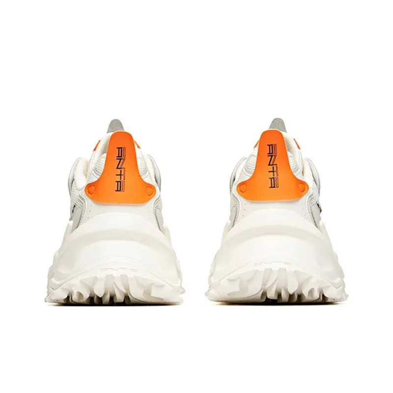 Anta Sizzling Life Collection Durable Breathable Low Top Chunky Sneakers Men's White Gray Orange-3