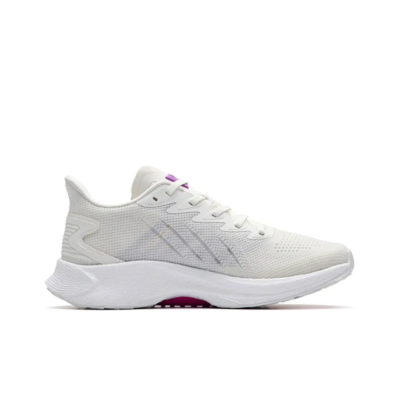 Anta MACH 2.0 Cushioned Anti Slip Wear Resistant Breathable Lightweight Low Top Running Shoes Women's White Purple-1