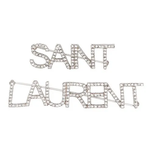 SAINT LAURENT Logo Embellished Brooch
