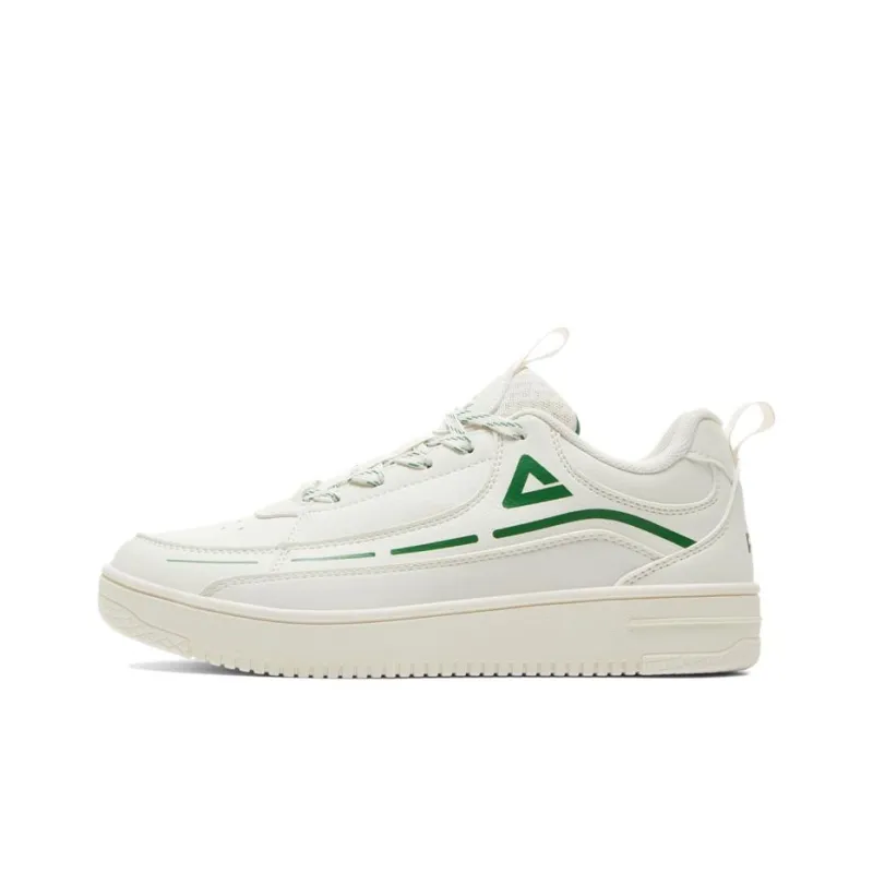 PEAK Classic Heritage Cushioning Wear Resistant Low Top Skateboard Shoes Unisex Beige White Green-0