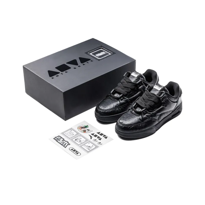Anta AOJIE Cushioning, Wear Resistant Low Top Skateboard Shoes Men's Black-7