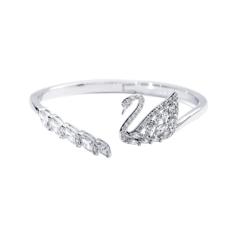 Swarovski Rhodium Plated Bangles Women's Silver-0