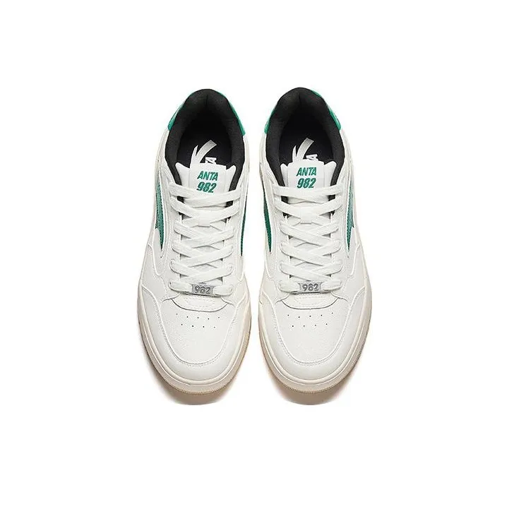 Anta 982 Low Top Skateboard Shoes Men's White Green-2