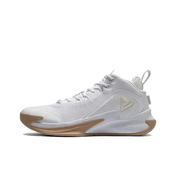 PEAK Triumph 1.0 Anti Slip Wear Resistant Mid Top Basketball Shoes Men's White Brown