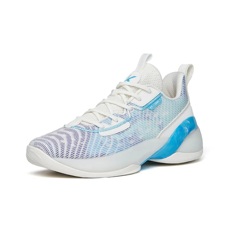 Anta Light Cavalry 7 Wear Resistant Slip Resistant Low Top Performance Basketball Shoes Men's White Blue-1