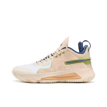 PEAK Xi'an Museum Collaboration Color Scheme Taichi Flashing 4th Generation Mid Top Basketball Shoes Beige Yellow