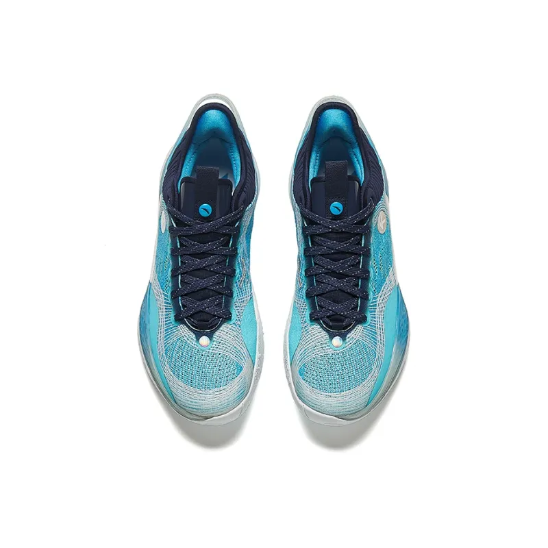 Anta Three point Rain1.0 Cushioning Wear Resistant Low Top Basketball Shoes Men's Water Rhyme Blue-2