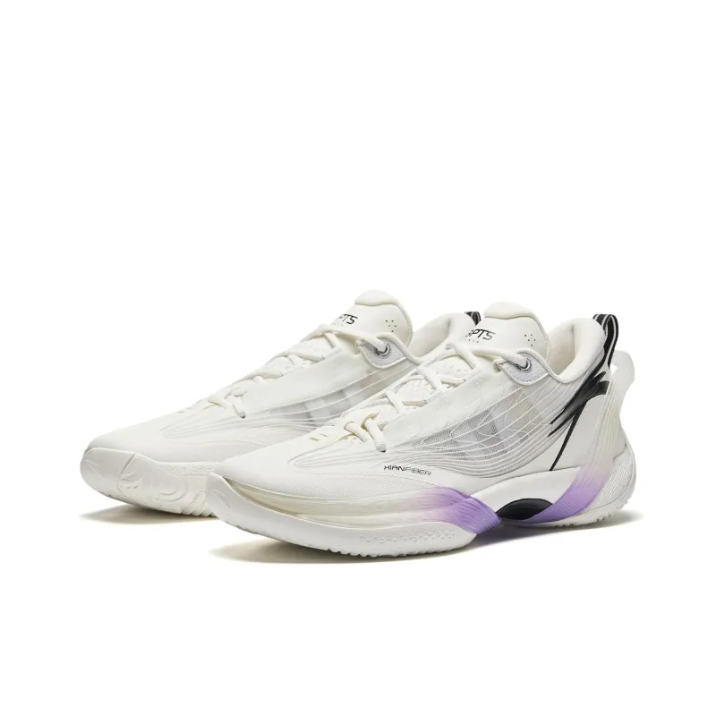 Anta Three point Rain1.0 Cushioned Slip Resistant Low Top Basketball Shoes Men's White Purple-2