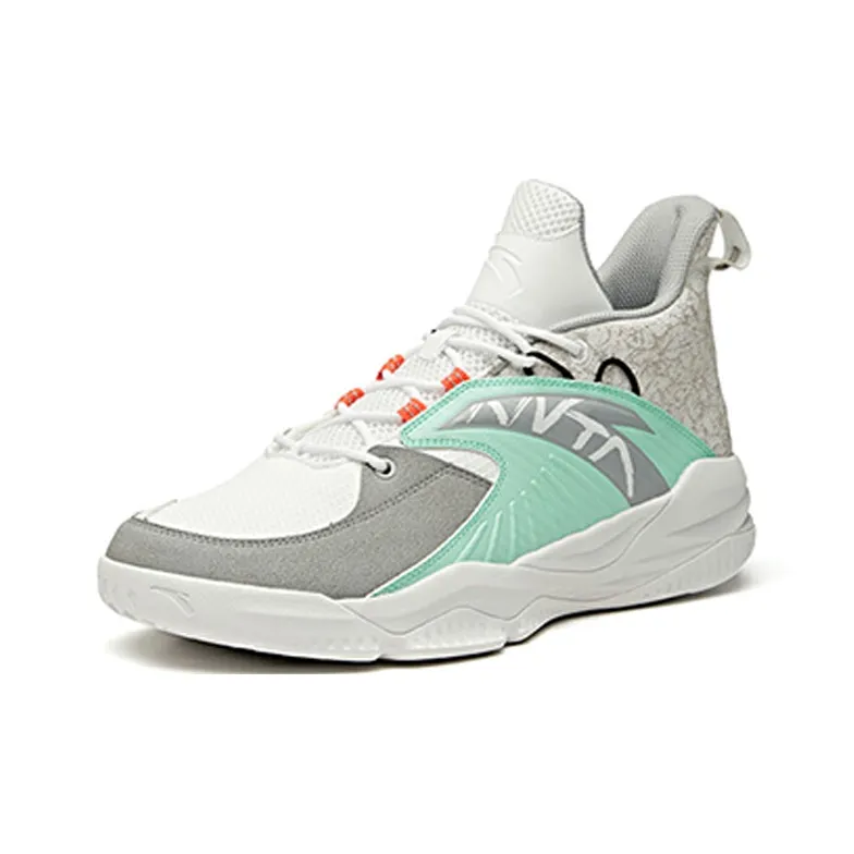 Anta Rhomboid Mid-Top Basketball Shoes Men's Gray Green-2