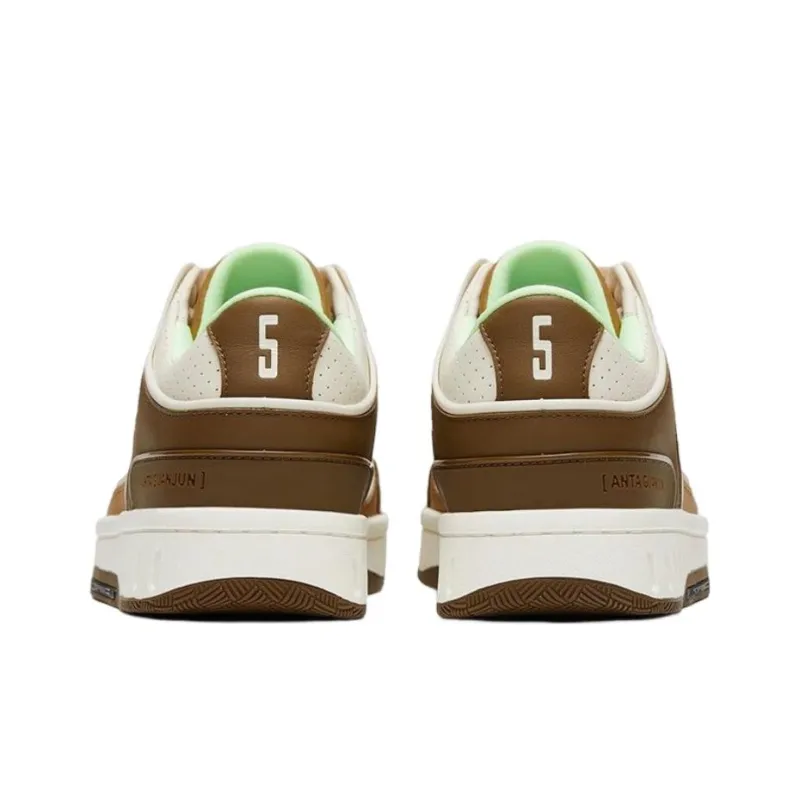 Anta Anta Champion All Weather Series Slip Resistant Cushioning Low Top Skateboard Shoes Men's Brown Yellow White-3