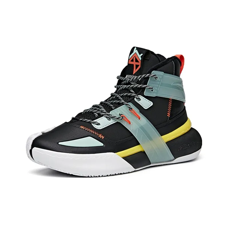 ANTA Crazy 4 Basketball Shoes Men High Top Black/Green/Orange-2
