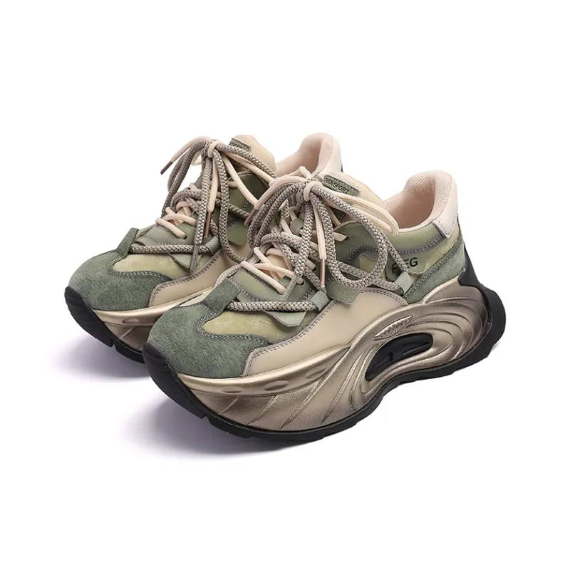 BURGELY Anti Slip Wear Resistant Low Top Chunky Sneakers Women's-1