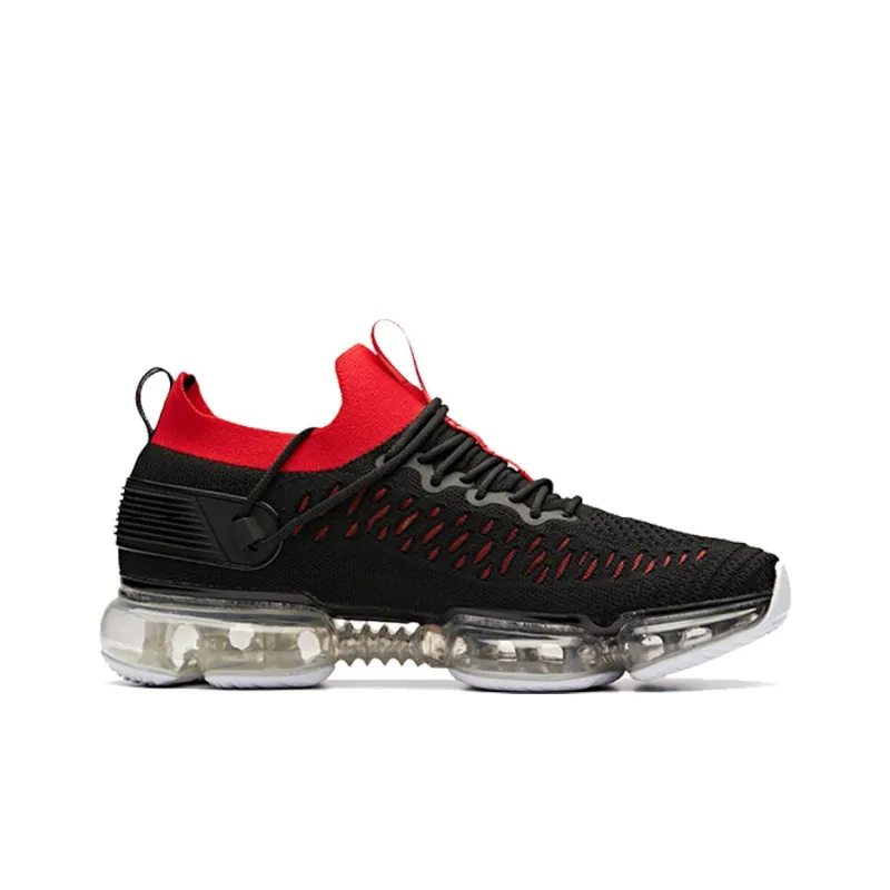 Anta SEEED Cushioned Slip Resistant Abrasion Resistant Breathable Low Top Running Shoes Men's Black Red-1
