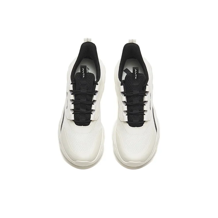 ANTA Sheepskin Running Shoes Women's Low Top Ivory White/Black-3