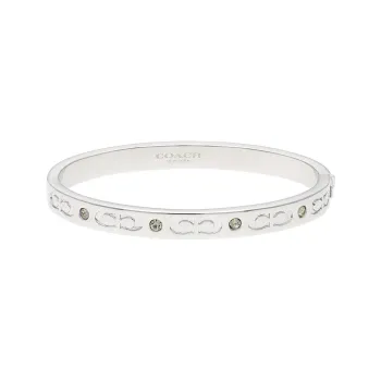 COACH Brass Plated Rhinestone Bangles Women's Silver