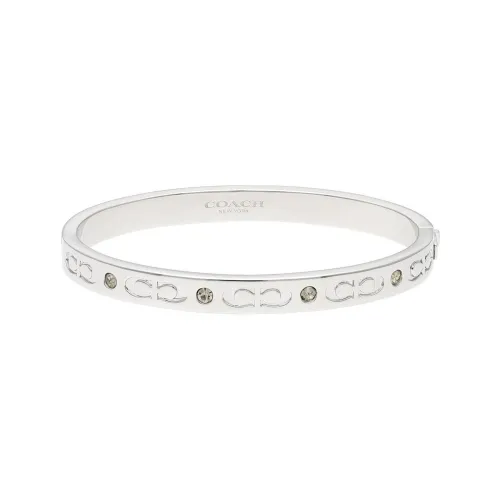 COACH Brass Plated Rhinestone Bangles Women's Silver