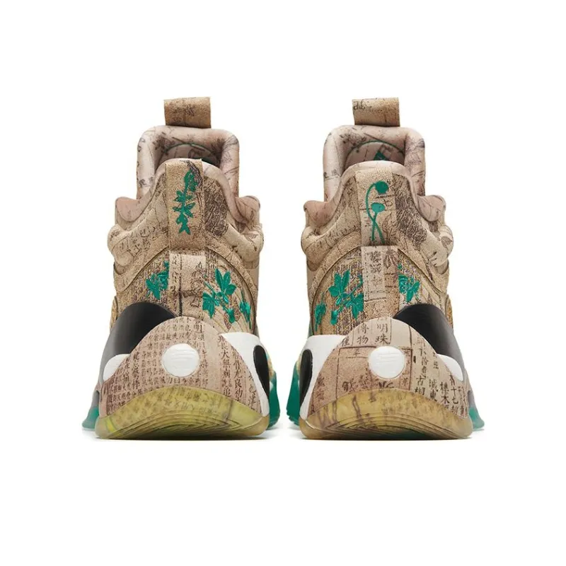 Anta KT7 Pro KT 7 Anti-Slip And Wear-Resistant Breathable Mid-Top Basketball Shoes Brown Green Miracle Spring Awakening-3