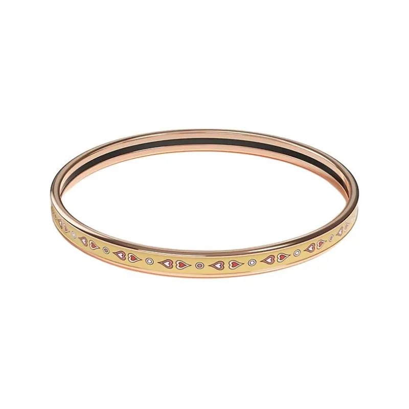 HERMES Enamel Bangles Women's Gold-0
