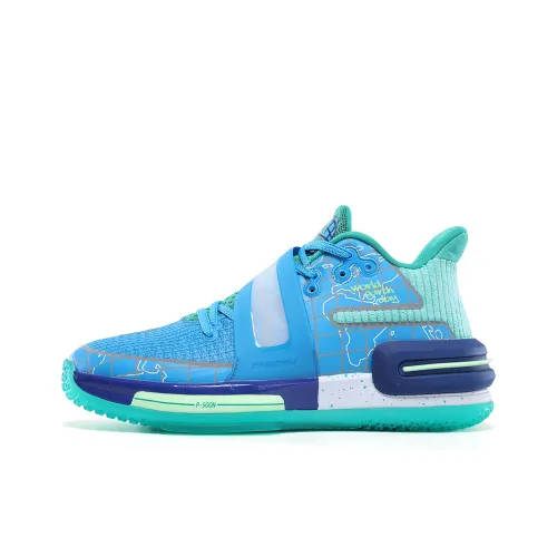 PEAK Flash 2 Generation Basketball Shoes Men Low-Top Snow Crystal Blue/Fresh Green