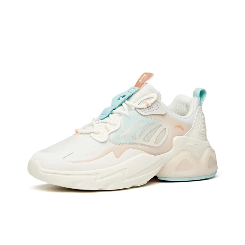 Anta Millennium 2.0 Cushioning Anti-Slip And Wear-Resistant Low-Top Chunky Sneakers White Pink Blue-1
