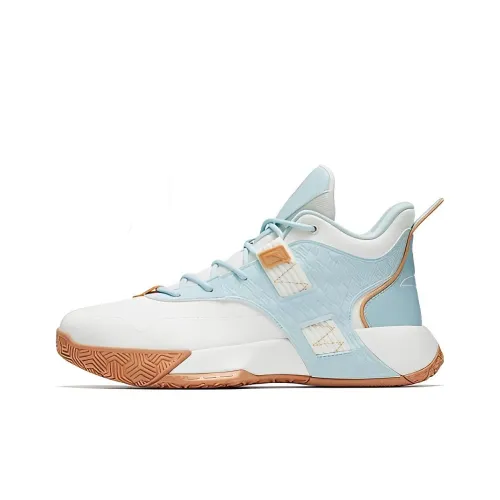 Anta SpeedRider 2nd Generation Cushioning Anti Slip And Wear Resistant Mid Top Basketball Shoes Men's White Blue Pink