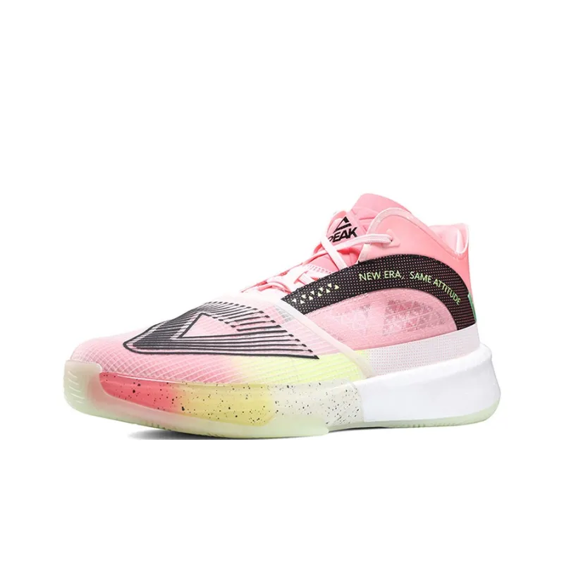 PEAK Surfing The Big Triangle 1.0 Basketball Shoes Men Mid Top Pink Peach Red-2