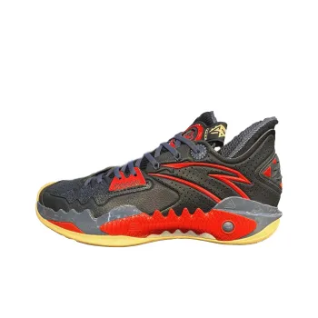 Anta Shock Wave 5 Cushioned Slip Resistant Low Top Basketball Shoes Men's Black University Red