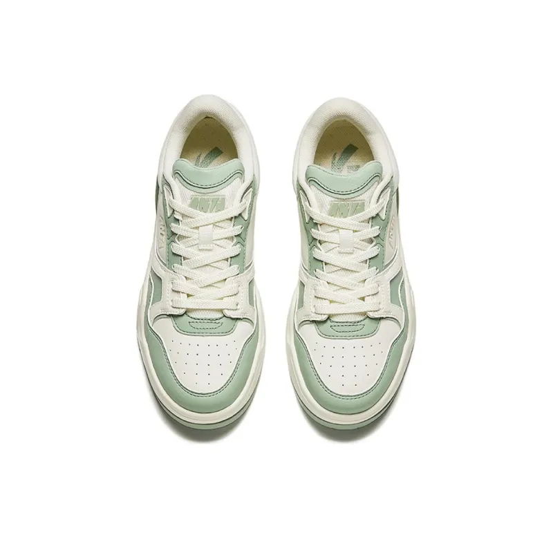 Anta C37 Series Durable Breathable Low Top Skateboard Shoes Women's White Green-2