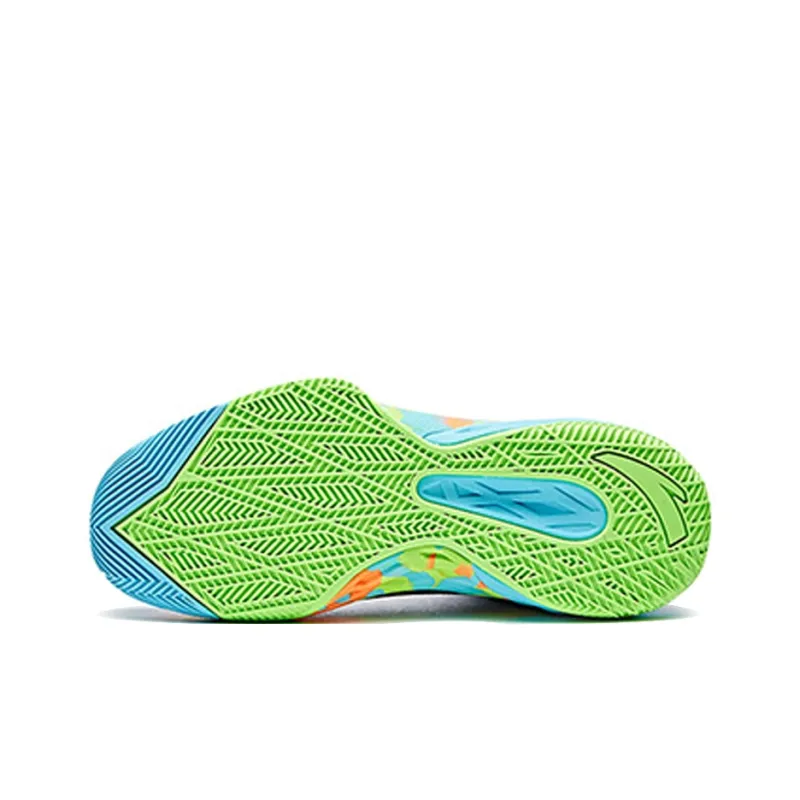 Anta Rhomboid Anti-Slip Wear-Resistant Low-Top Basketball Shoes Men's Blue Green-5