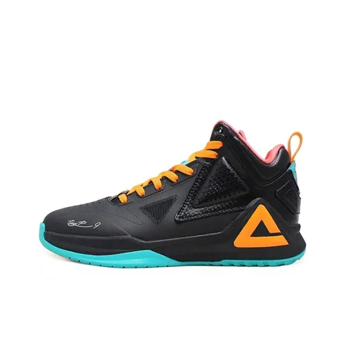 PEAK Tony Parker 1 Basketball Shoes Men Mid-Top Black/Yellow Blue