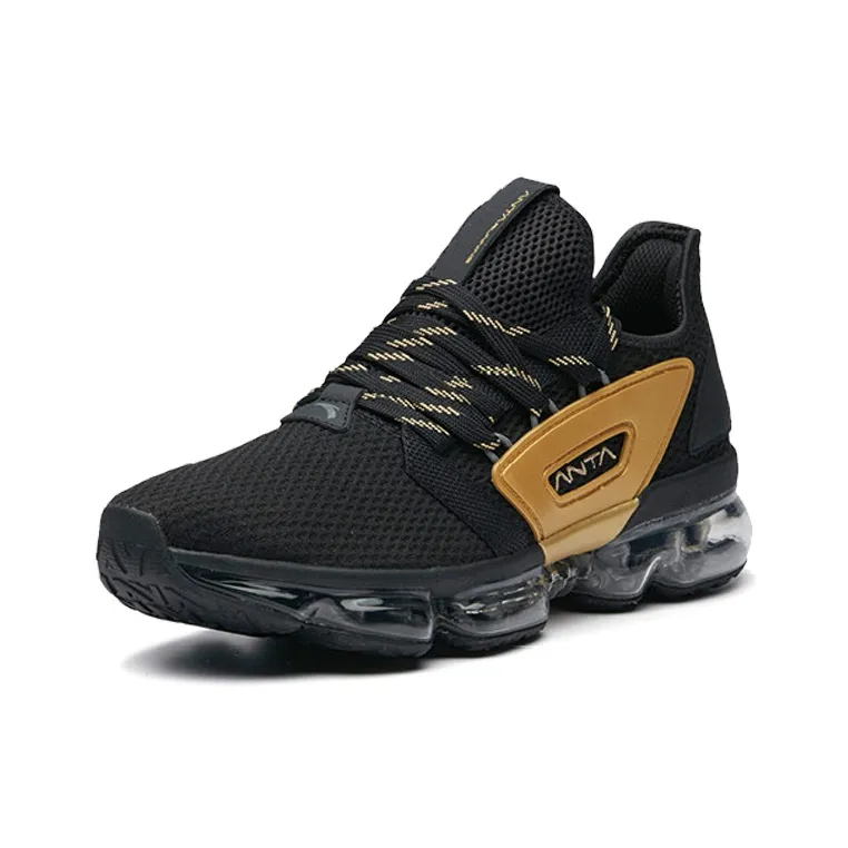 Anta SEEED Anti Slip Wear Resistant Low Top Running Shoes Men's Black Yellow-2