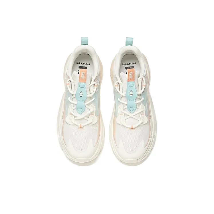 Anta Millennium 2.0 Cushioning Anti-Slip And Wear-Resistant Low-Top Chunky Sneakers White Pink Blue-2