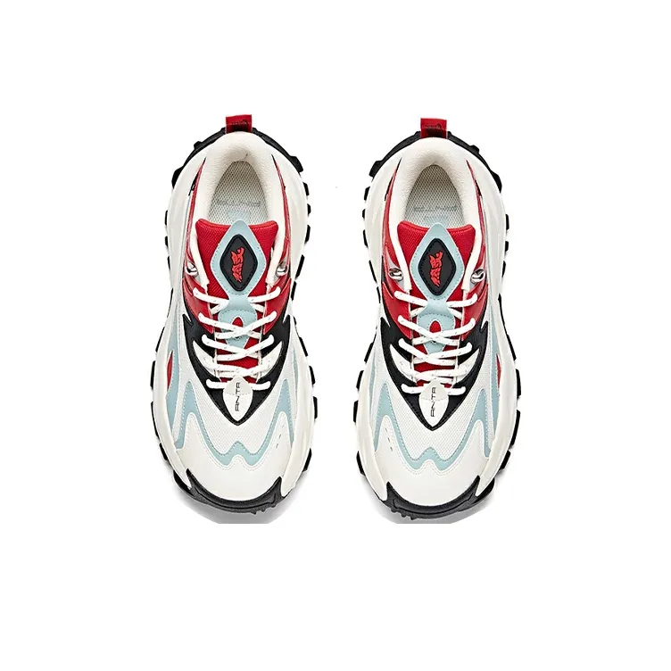 Anta Hot Life Collection Casual Breathable Low Top Chunky Sneakers Men's Red White-2