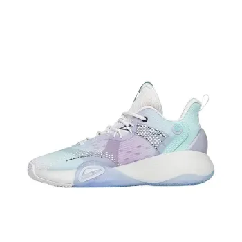 ANTA Bubble Bomb Basketball Shoes Women's Low Top Light Beach Green/Lotus Purple/Ivory White