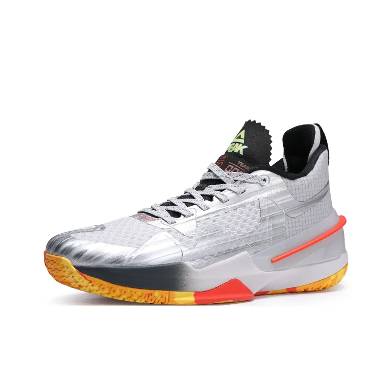 PEAK Flash 3 Through Durable Breathable Mid Top Basketball Shoes Men's Silver-1